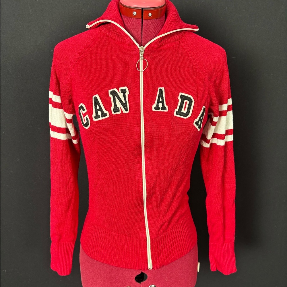 Northern Vibe Red Zip-Up Sweater
